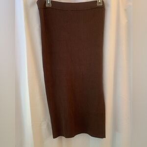 Abercrombie & Fitch Women’s Brown Ribbed Sweater-Knit Midi Skirt; Size LP